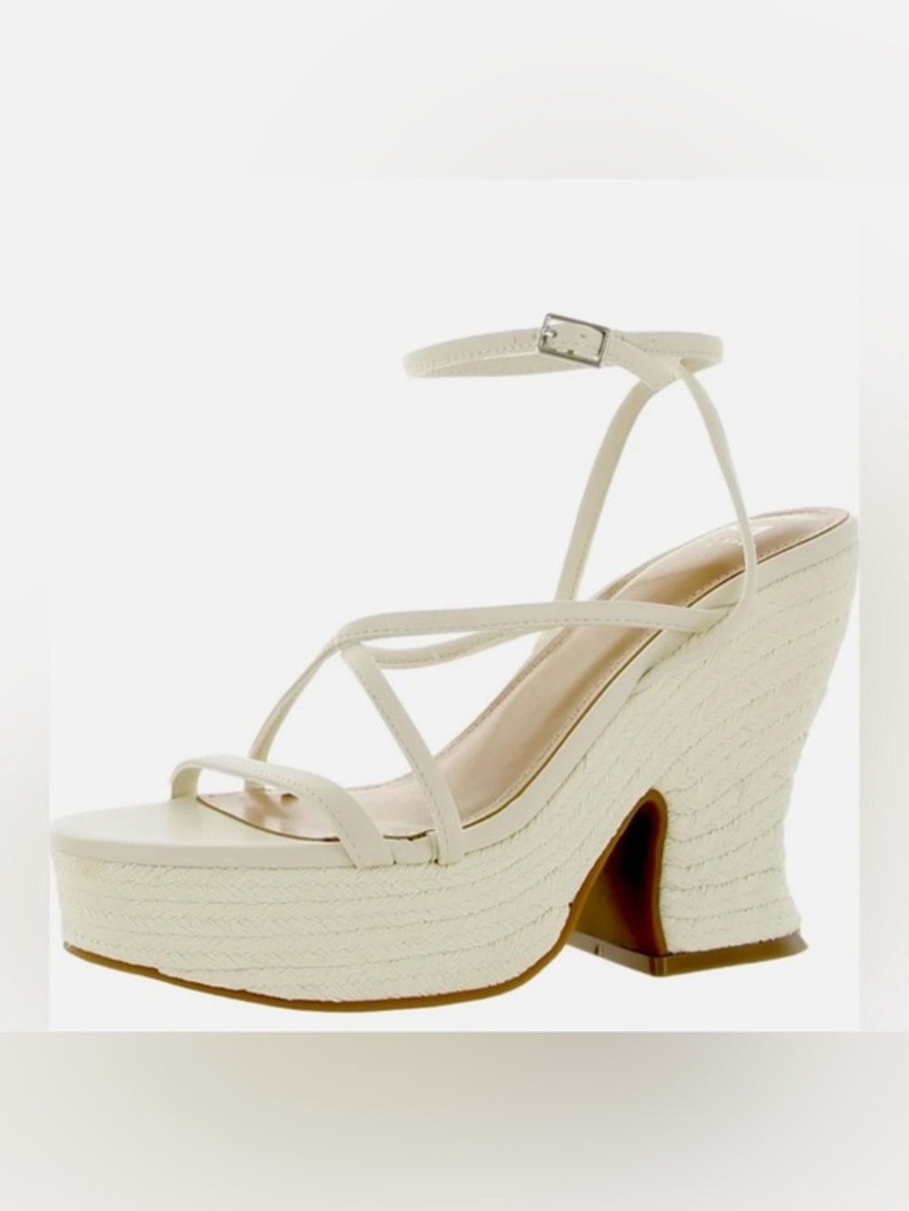 MARC FISHER Ivory Strappy/Buckle Platform Sandals Size 8